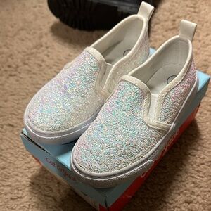 Cat & Jack Kids Glitter Slip-On Sneakers - Cream